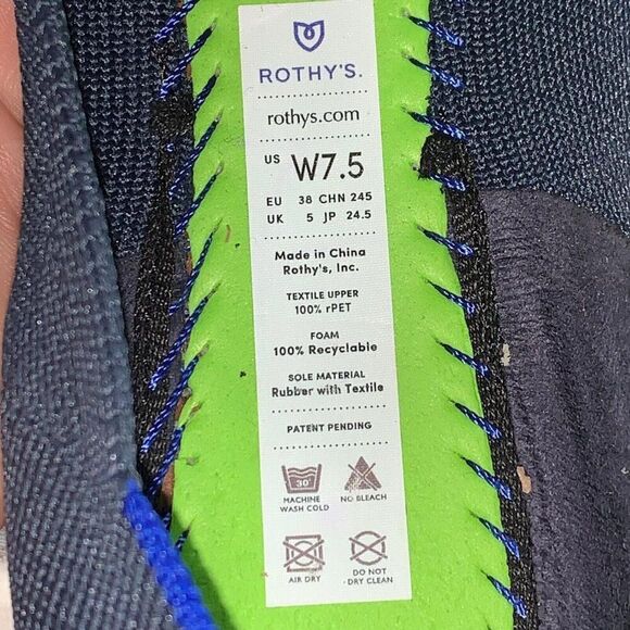 Rothy’s The Flat Women’s 7.5 Rounded Toe Shoes Navy Neautral Washable Slip On - Picture 3 of 10